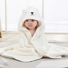 1 pièce Serviette de bain à capuche avec motif animal visage, unisexe. Serviette de bain à capuche unique pour nouveau-né avec design animal. Super doux peignoir de bain à capuche en polaire pour bébé. Serviette à capuche quatre-saisons pour tout-petit