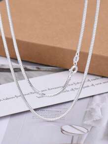 Men's Rat Tail Chain And Bracelet Set Kit In 925 Silver Plated - Silver - View 2