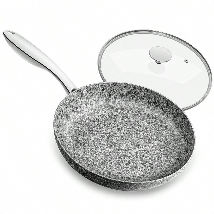 20CM Frying Pan With Lid, Non Stick Granite Stone Frying Pan, Stone