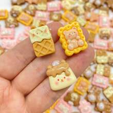 10/30/50 件卡通可爱混合动物和饼干树脂饰品 - 随机搭配 - 适用于 DIY 工艺装饰、手机壳、发夹、相框等 - 兔子和熊手工配饰