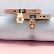 2pcs Resin Carton Rice White Coffee Bear Dust Plug For Charging Port, Compatible With Apple/Type-C Ports, Phone Dust Plug Suits For All Phones - Multicolor - View 11
