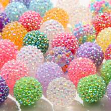 10Pcs Sparkling 20mm Rhinestone Disco Ball Beads - Acrylic Crystal Round & Chunky Bubblegum Beads For DIY Jewelry, Pens, And Crafts