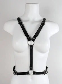 1 件黑色皮革背带天使翼哥特活力原宿腰带吊袜带腰带朋克狂欢吊袜带万圣节角色扮演道具