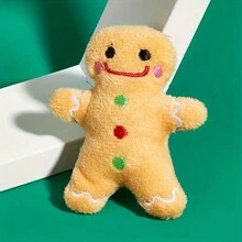 柔软的姜饼毛绒宠物娃娃，耐用材质 - 适合小型犬和猫，节日圣诞节设计 - 彩色 - 查看 6