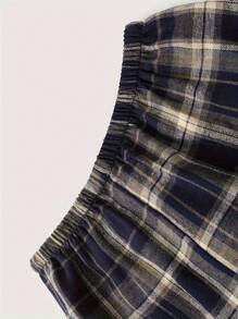 Men's Plaid Casual Thicken Long Pants For Home & Daily Wear, Autumn/Winter