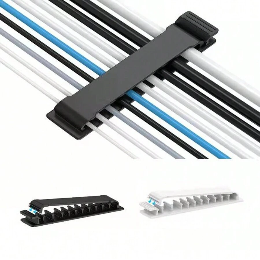 1pc 10 khe cắm cáp tổ chức cáp USB quấn cáp máy tính để bàn quản lý gọn gàng kẹp giữ dây cho dây sạc chuột máy tính tai nghe - Nhiều màu - Xem 1