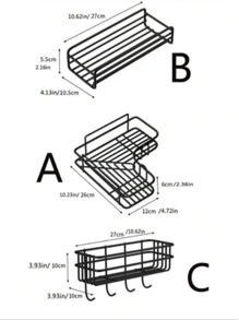 1 buc. Raft organizator de baie fără găurire, raft de depozitare pentru duș montat pe perete pentru toaletă, șampon, decor de bucătărie, casă, baie, decor de toamnă, înapoi la școală
