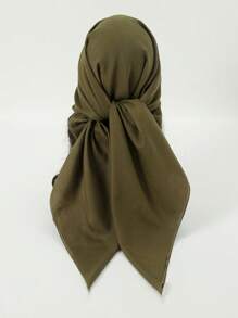 1 件女士纯色方形围巾，时尚纯色头巾，颈巾