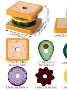 儿童木制分类和堆叠玩具 - 提高手眼协调能力 - 玩过家家、堆叠圈、有趣的圣诞节和 - 仿真食物過家家疊疊圈 - 查看 4