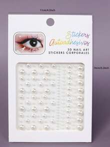 1 miếng dán trang trí mặt bằng đá Rhinestone 3D màu trắng bạc và ngọc trai giả cho phụ nữ, Phụ kiện trang điểm cho tiệc tùng/lễ hội âm nhạc/Giáng sinh, dùng để trang trí tóc/mắt/mặt/cơ thể - trắng - Xem 6