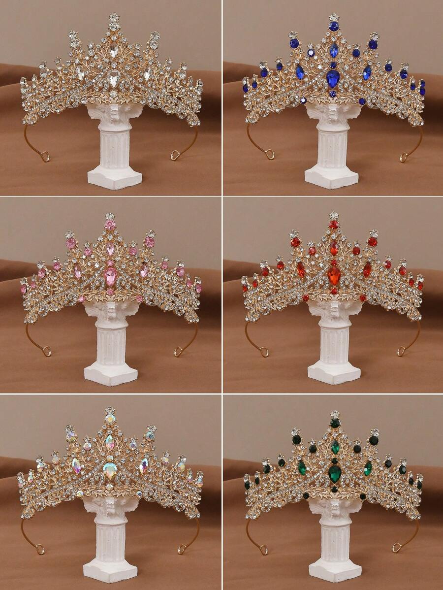 1 Stück Braut Kopfschmuck Europäischen Luxus Kristall Tiara Krone Für Frauen Party Hochzeit Prinzessin Strass Braut Krone Haar Zubehör