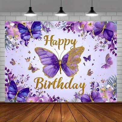 1 件，蝴蝶生日派对装饰用品蝴蝶背景蝴蝶装饰蝴蝶派对装饰蝴蝶生日横幅春季主题派对背景，母亲节礼物