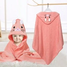 1 pièce Serviette de bain à capuche avec motif animal visage, unisexe. Serviette de bain à capuche unique pour nouveau-né avec design animal. Super doux peignoir de bain à capuche en polaire pour bébé. Serviette à capuche quatre-saisons pour tout-petit