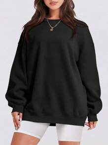 Damen Lässig Rundhals Sweatshirt, locker sitzend, weich, Langarm Pullover Oberteil