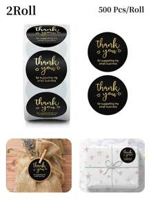 Thank You Graphic Stickers ,Christmas Sticker Graphic,Adhesive Labels For Boutiques Wrapping Supplies Gift Decor ,Round Gift Sealing Sticker For Party - Multicolor - View 24