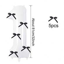 Globos de números de 32 pulgadas de 0 a 9 en blanco con lazo negro, globo de números digital para decoraciones de fiestas de cumpleaños, suministros de celebración, globo de número de helio de foil para bodas y aniversarios