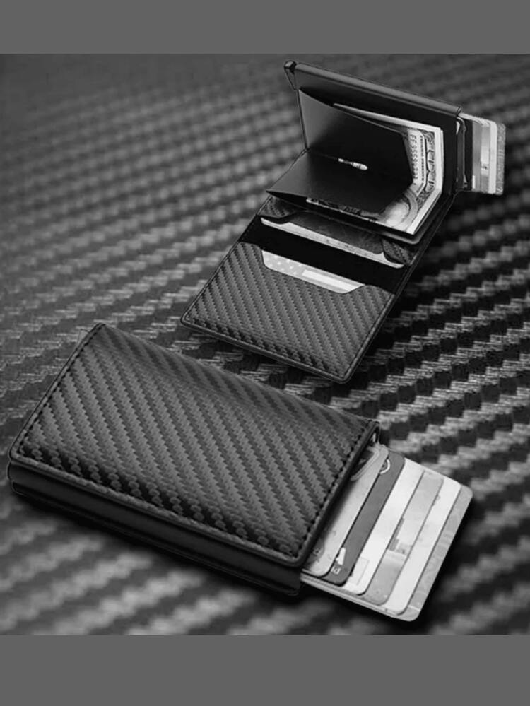 1 pieza Cartera ultradelgada antibloqueo para hombres de aleación de aluminio con función de empuje lateral, adecuada para tarjeta de identificación y licencia de conducir, para regalos de Navidad, Día de San Valentín, Acción de Gracias, tarjetero, cartera de negocios, cartera de tarjetas de crédito para hombres, cartera mini, monedero, cartera de tarjetas, cartera RFID - Multicolor - Añade 2