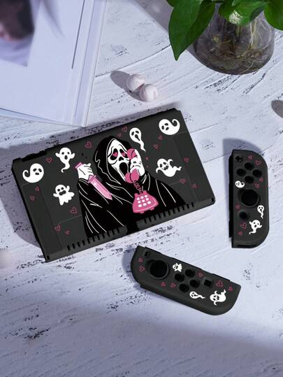 1 个幽灵图案保护壳，兼容 Switch OLED/Switch NS/Switch Lite，也适用于新款 Switch2 (2025)，防尘、防刮、便携