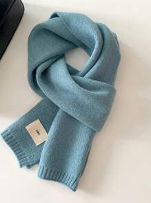 Lenço Tricotado Coreano Cor Sólida Imitação de Cashmere de Borda Dupla Grosso e Quente Xale Lenço para Mulheres e Homens