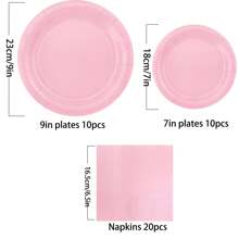 Light Pink Paper Plates And Napkins, Pink Disposable Plates Set With Pink Utensils, Pink Party Decorations For Birthday Shower Gender Reveal Women Birthday Party Supplies, - Multicolor - View 8