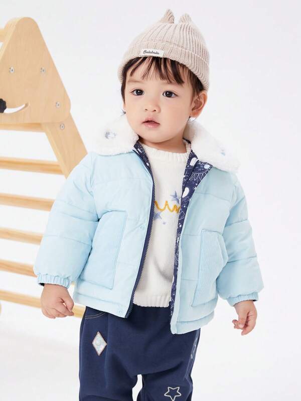 Balabala Boys' Reversible Winter Jacket Fashionable Warm Baby Coat