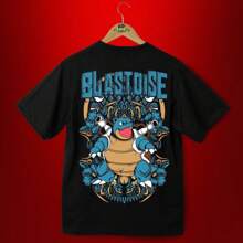 Blastoise Pok T-Shirt Japanese Anime Otaku Style Geek Otome Nerd Cartoon T-Shirt Unisex Men Women 100% Cotton Premium Top Streetwear New Release Fast Shipping Various Colors!! Plus Size - 黑色 - 查看 2