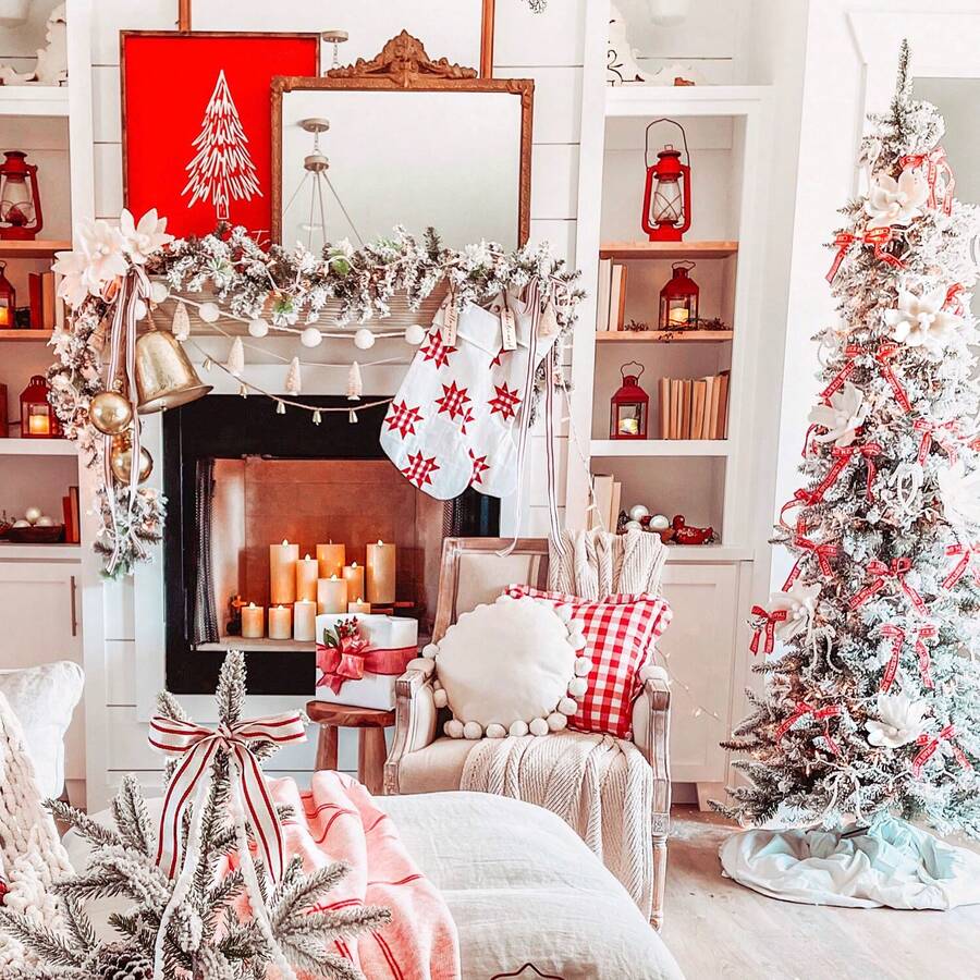 Fraser Hill Farm Slim Flocked Christmas Tree, 7.5 Feet Tall