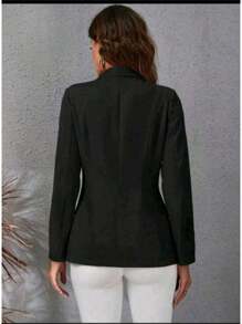 Blazer Feminino Casaquinho Alfaiataria Casaco Social Com Botão Lindo Super Envio Dia das Mães - Preto - Visão 2