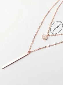 水鑽和矩形吊墜多層次項鍊