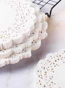 100pcs Anti-Grease Hollow Out Lace Fruit Plate Oil-Proof Paper Mat For Fried Foods Air Fryer Kitchen Air Fryer Liners Air Fryer Paper Airfryer Air Frier - White - View 6