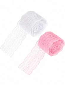 10 码/卷蕾丝边丝带面料花朵图案丝带适用于缝纫 DIY 工艺品剪贴簿礼品包装发饰蝴蝶结制作婚礼新娘花束送礼会装饰 - 彩色 - 查看 3