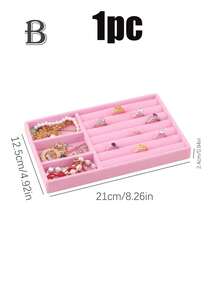 Set de 4 bandejas apilables de terciopelo rosa, joyero, organizador y exhibidor de joyas con cajones - Multicolor - Ver 13