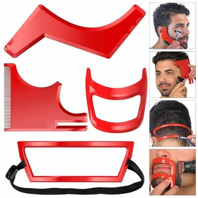 1 Set Beard Styling Tools, Beard Grooming Shaping Tool, Set Of 4 Beard Guide Shaping Tool For Beard Shaving Hair Styling Hairline Goatee Template And Collar Guiding(Halloween,Costume PartyParty Dress Up, FestivalRole-Playing Headband.Trick-Or-Treat)