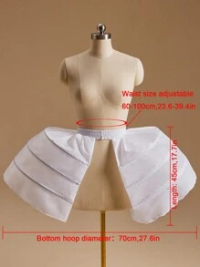 一件白色三层双层荷叶边衬裙，巴洛克洛可可维多利亚风格裙衬，适合洛丽塔连衣裙、舞会、角色扮演等场合。 - 白色 - 查看 7