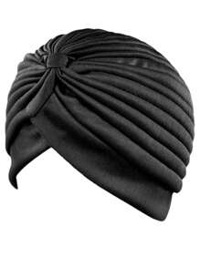 1 pezzo Cappello morbido con design a croce per donne, turbante con colore tinta unita, fascia elastica per la testa, cappellino morbido per hijab da indossare con abaya quotidianamente