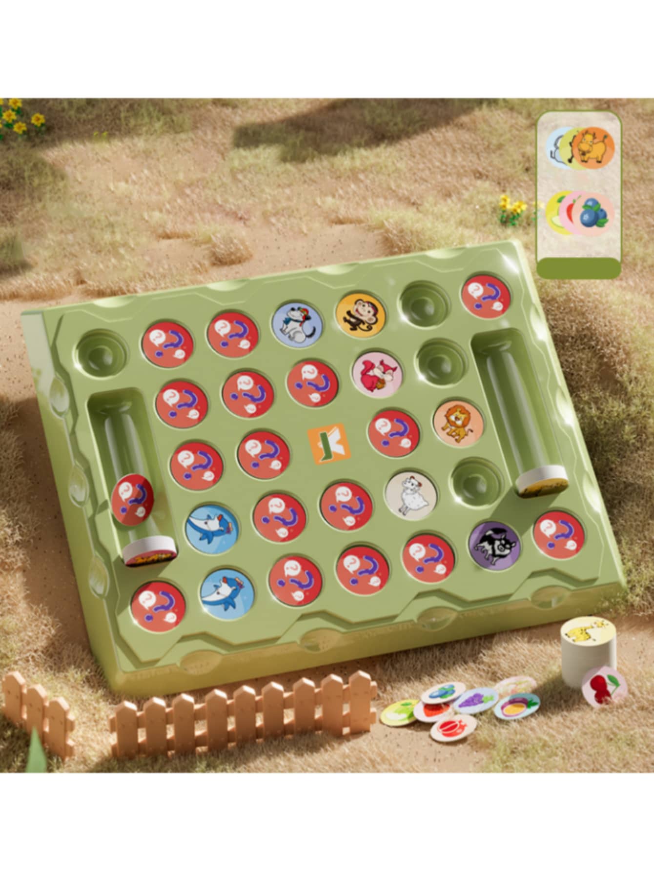 Đồ chơi cờ vua lật vui nhộn dành cho trẻ em, ghép đôi động vật, trái cây, bộ sưu tập trí nhớ logic dành cho cha mẹ và trẻ em (Một số phụ kiện có màu ngẫu nhiên) - Nhiều màu - Xem 1