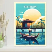 1pc Nordic Retro Holiday Travel City Venice Algarve Travel Pictures Room Life Canvas Painting Printing Artist Home Wall Decoration Poster Canvas Unframed,Wall Art Coastal Decor Coastal Decor Beach Decor