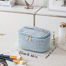 1 túi đựng mỹ phẩm họa tiết cô gái vàng cổ điển - Túi đựng đồ trang điểm nhung bền, không thấm nước, túi khóa kéo thời trang nữ, túi đựng mỹ phẩm đa năng, quà tặng lý tưởng cho chị em gái và bạn bè, hộp đựng bút chì học sinh di động, hộp đựng bút chì nhung, túi đựng đồ du lịch không cồn, túi đựng đồ ăn nhẹ mới lạ, túi đựng son môi, túi đựng đồ trang điểm có nắp lật - Màu xanh lam - Xem 6