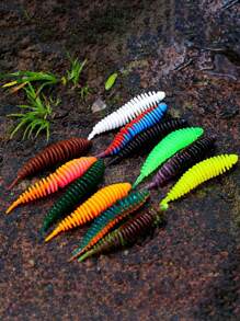 SOUGAYILANG Sougayilang Señuelos De Pesca Suaves 36 Piezas Cebos De Pesca De Goma De Silicona Artificial Shad Worm 6cm / 4cm Aguja Enhebrada Cola Con Simulación De Mordedura Para Pesca De Trucha Y Bajo (pesca)