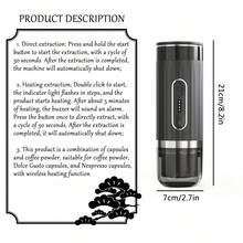 1 件便携式全自动胶囊咖啡机，USB 充电，无线加热，三合一咖啡粉和 N/ 胶囊兼容，适合户外、宿舍、商务旅行、家庭、汽车和户外使用，礼盒套装 - 彩色 - 查看 11