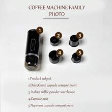 1 件便携式全自动胶囊咖啡机，USB 充电，无线加热，三合一咖啡粉和 N/ 胶囊兼容，适合户外、宿舍、商务旅行、家庭、汽车和户外使用，礼盒套装 - 彩色 - 查看 9