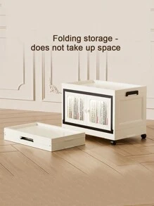 1 pieza Gabinete de almacenamiento plegable multicapa, contenedor de almacenamiento apilable con puerta magnética y ruedas, gabinete de almacenamiento de plástico de fácil instalación, puerta doble transparente, almacenamiento multifuncional, ahorra espacio, para libros, ropa, juguetes, almacenamiento de varios usos, almacenamiento de armario - Multicolor - Ver 3