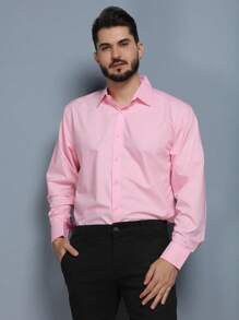 Men's Long Sleeve Slim Easy Dress Shirt - Hồng - Xem 5