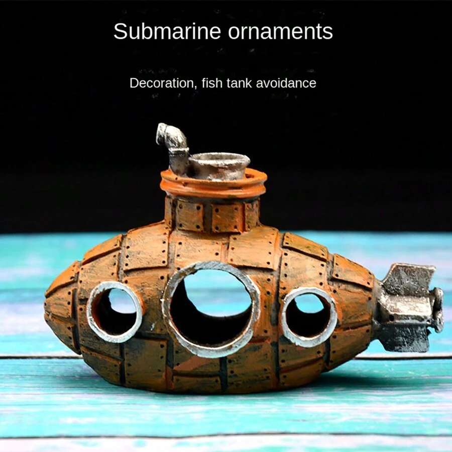 Sunken Shipwreck Submarine Aquarium Decor, Whale Submarine Wreck Cave