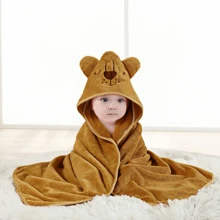 1 pièce Serviette de bain à capuche avec motif animal visage, unisexe. Serviette de bain à capuche unique pour nouveau-né avec design animal. Super doux peignoir de bain à capuche en polaire pour bébé. Serviette à capuche quatre-saisons pour tout-petit