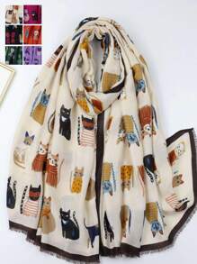 1pc Cat Print Scarf Wrap Shawl - Multicolor - View 1