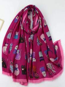 1pc Cat Print Scarf Wrap Shawl - Multicolor - View 7