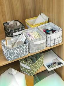 5/3/1pc Clothes Storage Basket, Wardrobe Organizer, Washable Fabric Storage Bag, Desktop Storage Basket, Office Desk Organizer, Foldable Debris Storage Basket With Handle, Cosmetic Storage Box, Home Organization, Foldable Fabric Storage Basket, Makeup Organizer Basket, Patterned Cosmetic & Miscellaneous Storage Basket