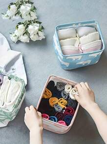 5/3/1pc Clothes Storage Basket, Wardrobe Organizer, Washable Fabric Storage Bag, Desktop Storage Basket, Office Desk Organizer, Foldable Debris Storage Basket With Handle, Cosmetic Storage Box, Home Organization, Foldable Fabric Storage Basket, Makeup Organizer Basket, Patterned Cosmetic & Miscellaneous Storage Basket