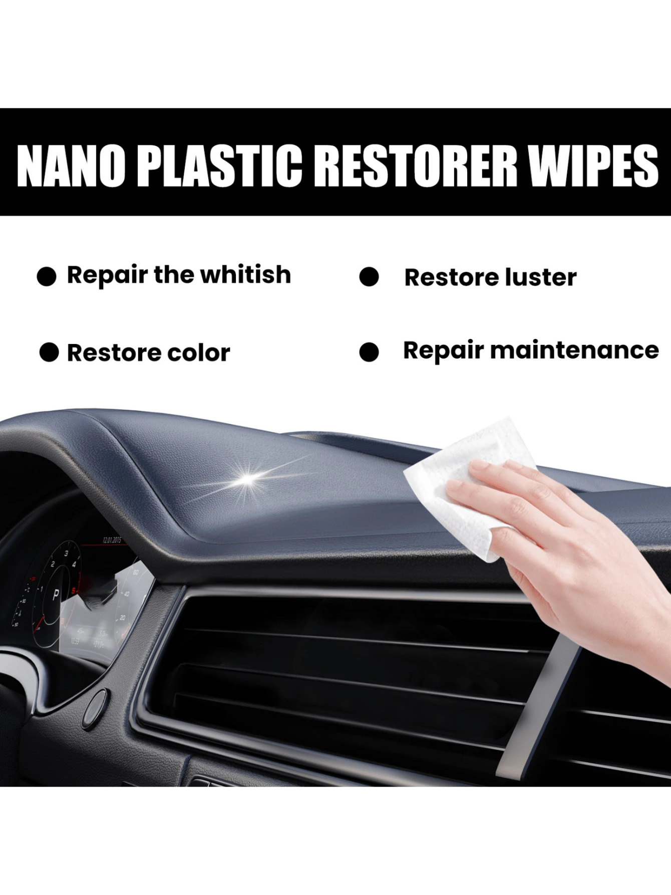 Plastic Renewal Wet Wipes, Quick Stain Removal & Interior Cleaning